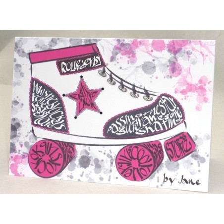 Roller derby greeting card with diamantes around the star