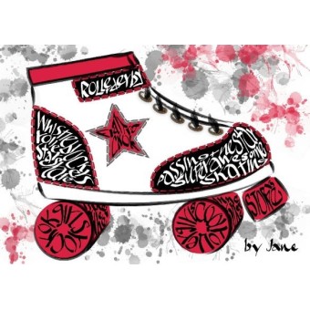 Roller Derby Skates Grußkarte von Calligraphy Arts