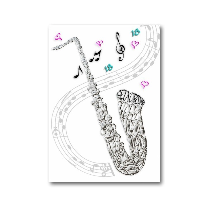 Carte de voeux sur le thème de la musique pour les amoureux de saxophone