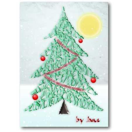 Christmas Tree Calligraphy Card