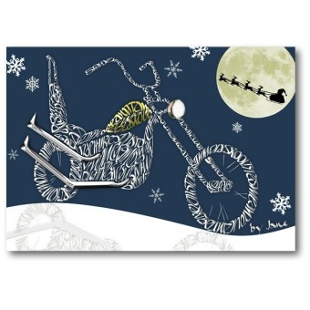 Old school motorfiets - kerstkaart