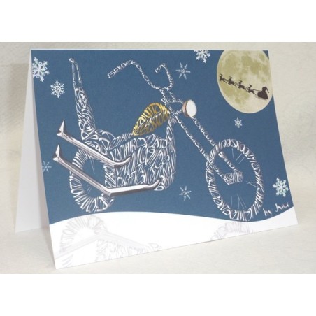 Vieille moto école - carte de Noël