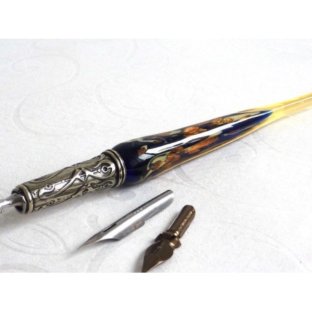 Stylo et encre de calligraphie en verre feuille d'or