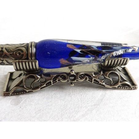 Feuille d'argent stylo de calligraphie en verre avec porte-stylo