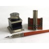 Penna calligrafica di legno, titolare calamaio e penna