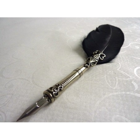 Fjerpen, blækhus og penholder