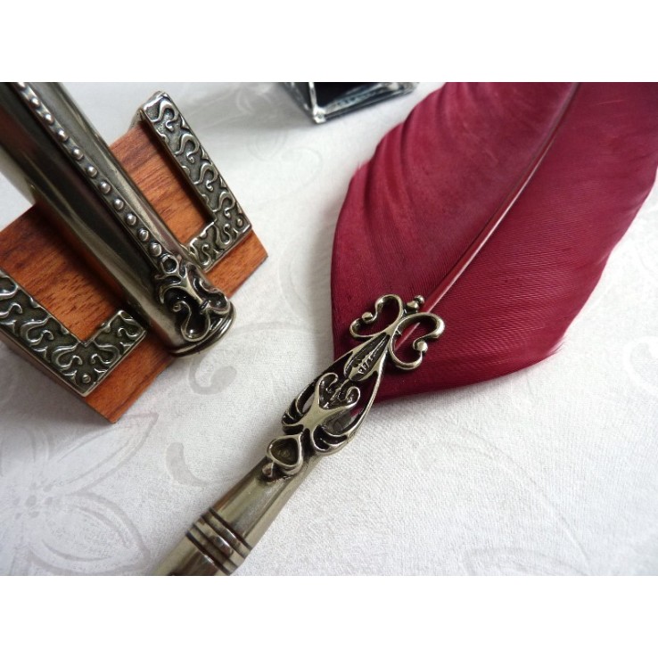 lähikuva Bortoletti Burgundy Classic Quill Set82 Pronssi Friezes