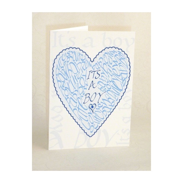 Handmade new baby boy card with blue tones
