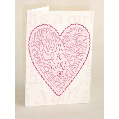 Handmade new baby girl card with pink tones