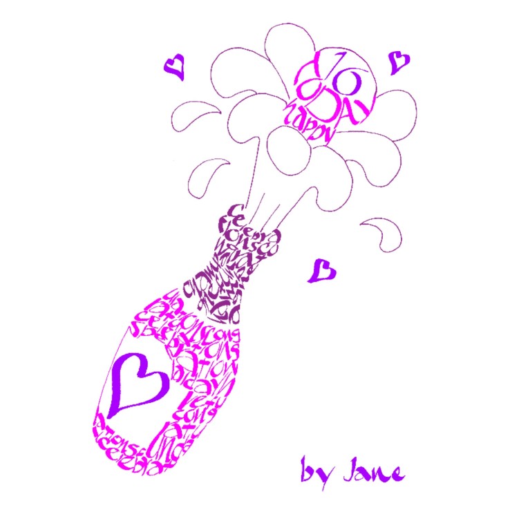 Celebration champagne ladies card by Calligraphy Arts