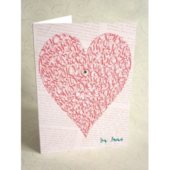 Love heart vintage rose greeting card by Calligraphy Arts