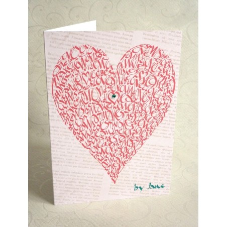 Love Heart Vintage Rose wenskaart door Calligraphy Arts