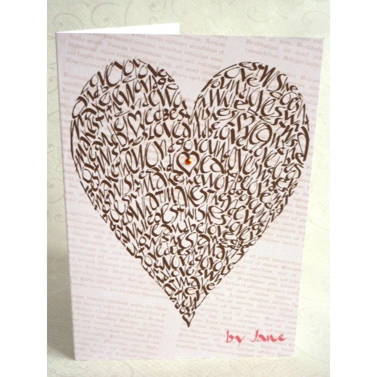 Cartolina d'auguri di cioccolato cuore amore di Calligraphy Arts