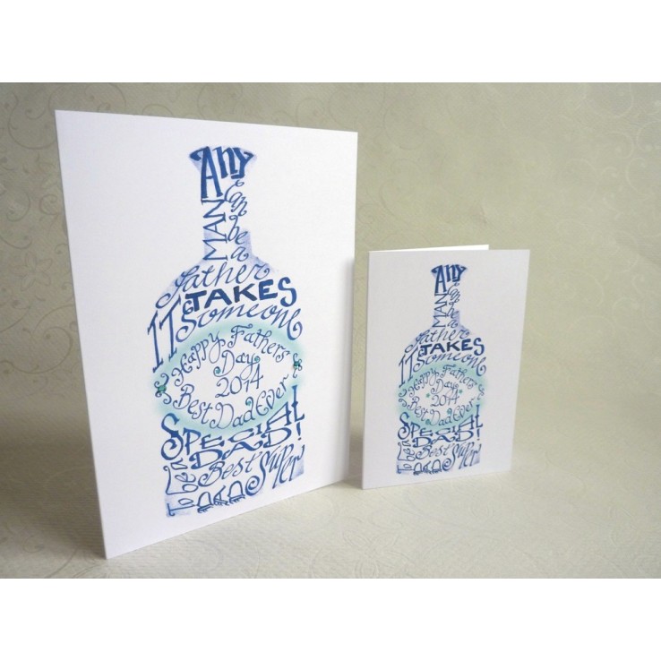 Handmade Father's Day card in blue and turquoise shades