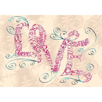 Tarjeta de felicitación de los remolinos del amor vintage por Calligraphy Arts