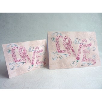 Tarjeta de felicitación de los remolinos del amor vintage por Calligraphy Arts 2