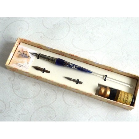 Silver Leaf Glass Calligraphy Pen & Ink