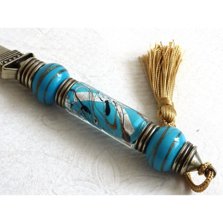 Brieföffner aus Alpaka und Glas