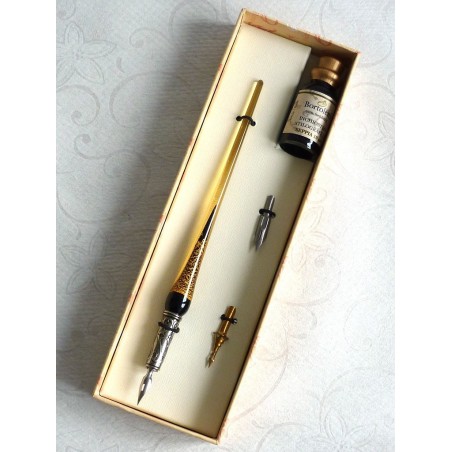 Gold Leaf Glass Calligraphy Pen Nibs & Ink