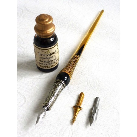 Gold Leaf Glass Calligraphy Pen Nibs & Ink