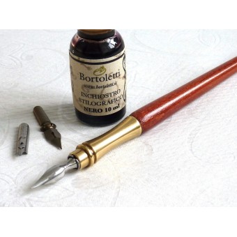 Bortoletti DIP PEN SET met inkt en antieke penpunten 2