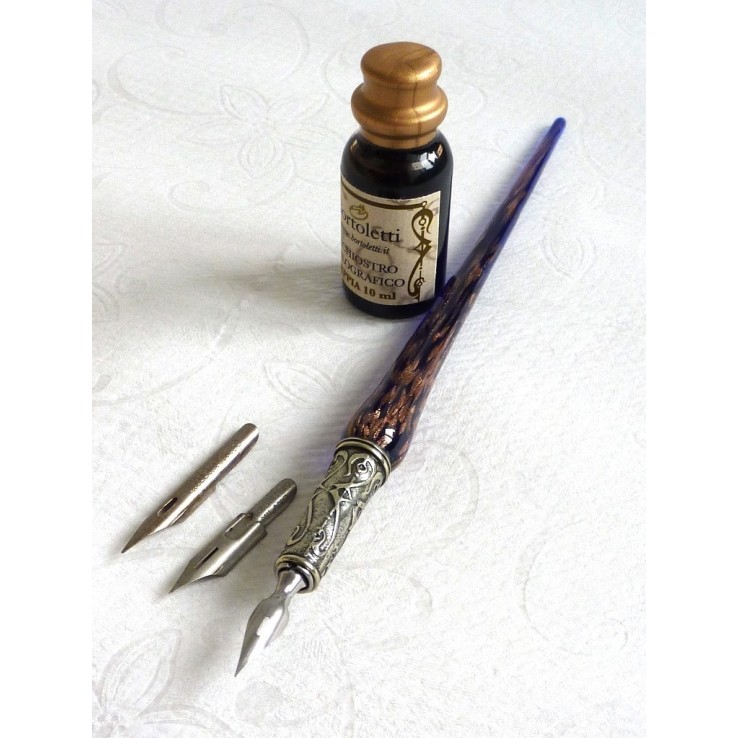 Copper and Glass Calligraphy Pen