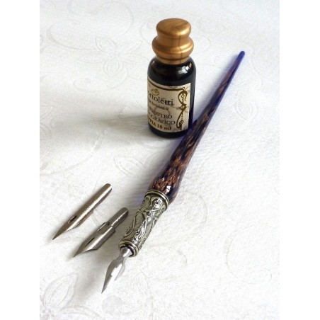 Penna calligrafica in rame e vetro