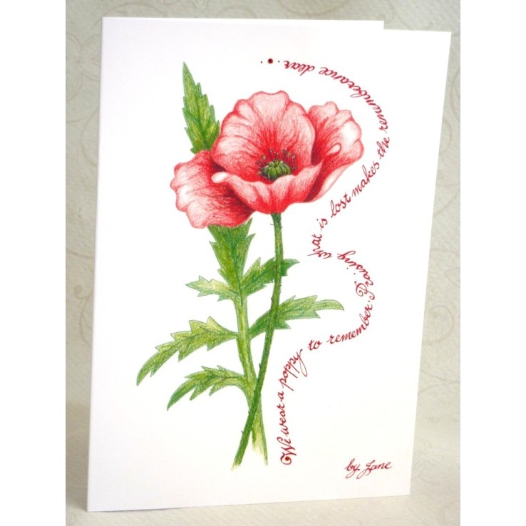 Handgemachte Erinnerungsmohnungskarte mit handgezeichneten Blumenmuster