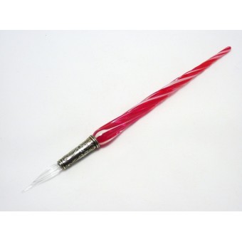 Stylo calligraphie en verre torsadé et plume en verre