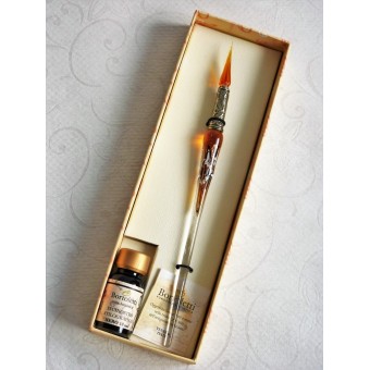 Silver leaf glass pen with glass nib 2