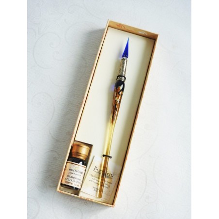 Bladgoud glas pen met glas penpunt