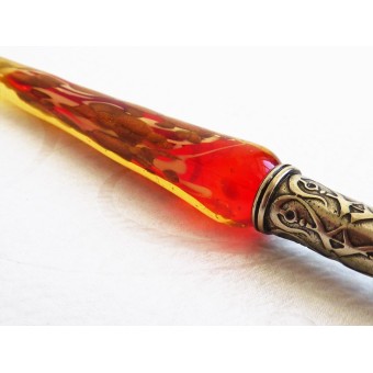 Bladguld glas pen med glas nib