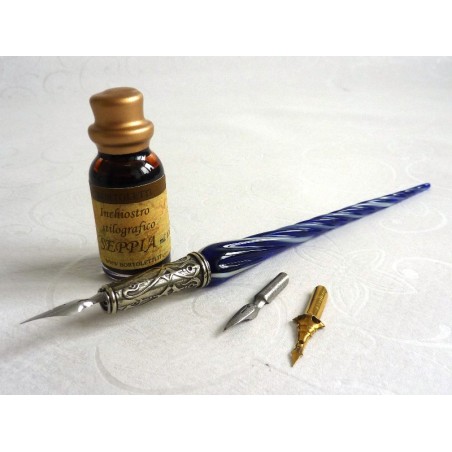 Glas kalligrafie pen en inkt - gedraaide glas