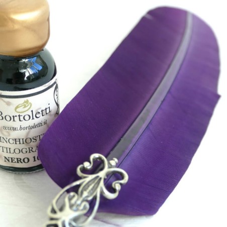 Gansfederstift, zwei Spitzen und Tinte