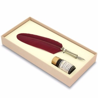 Bortoletti Classico Bourgondy Feather Quill Pen en Ink Set83