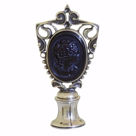 Sort Cameo Murano Glass voks forsegling med kvindens ansigt ved Bortoletti