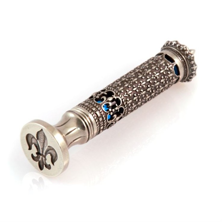 Corona Bortoletti Poignée de joint de cire en bronze et finition nickel-argent