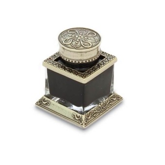 Bortoletti Cal45 glass and bronze inkwell with Hamburg calligraphy ink