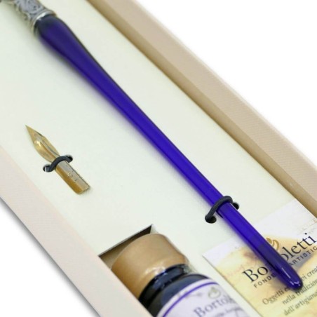 Handgefertigter Murano-Glaskalligraphie-Stift, eingestellt von Bortoletti