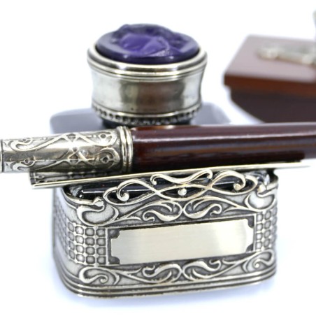 Bortoletti Eckschreiben Set mit Glaspaste Cameo-Deckel