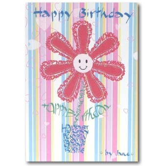 Tillykke med fødselsdagen Daisy Flower Card by Calligraphy Arts