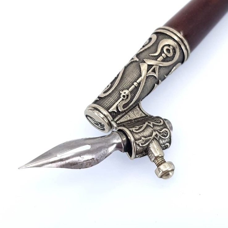 Stylo oblique en bois et bronze