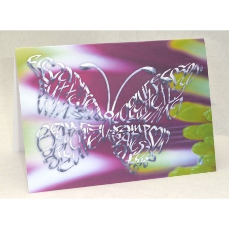 Butterfly på et lilla blomstkort af Calligraphy Arts