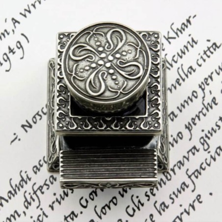 Ornate Square Inkwell With Pen Rest