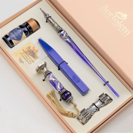 Bortoletti Leopardi Glass Pen en Wax Seal Set in Murano Glass