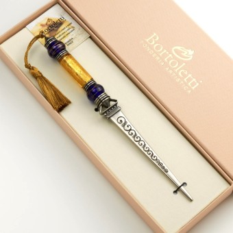 Bortoletti Casanova Brieföffner mit Murano Gold Leaf Pearl