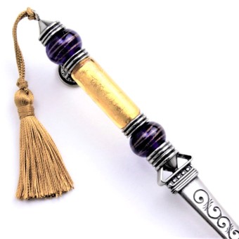 Bortoletti Casanova Brieföffner mit Murano Gold Leaf Pearl 2