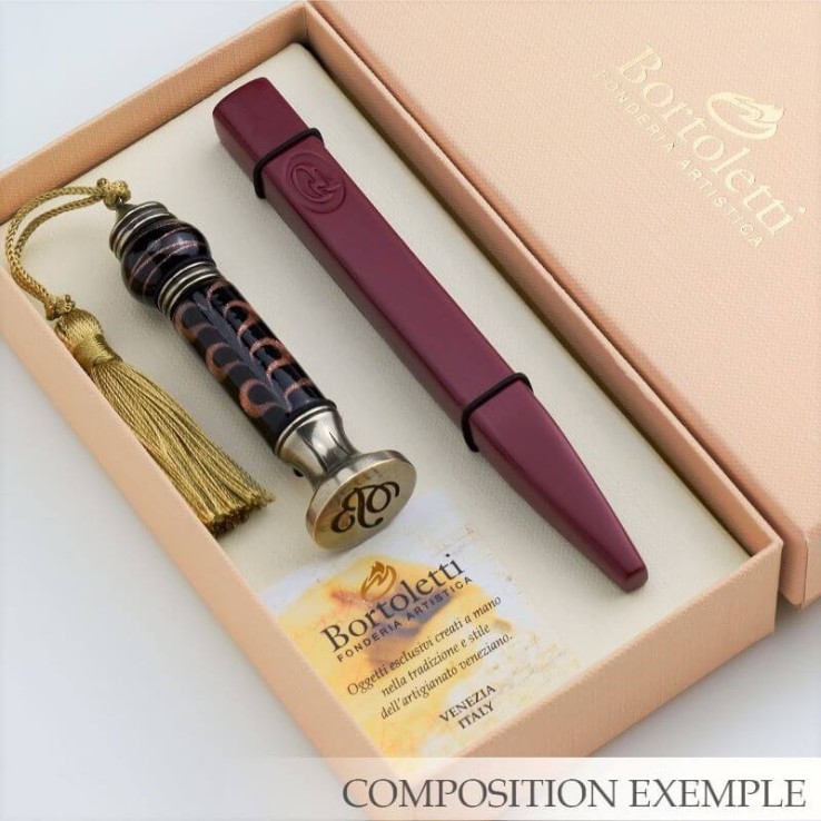 Bortoletti Timbro di tenuta di cera di vetro di MimaNA MURANO con fili Aventurine