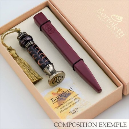 Bortoletti Timbro di tenuta di cera di vetro di MimaNA MURANO con fili Aventurine