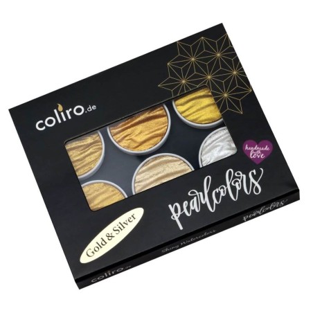 Coliro "Gold & Silver" Set di perle in scatola di metallo con manica di cartone